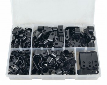 Assorted Black Nylon P Clips (200) 